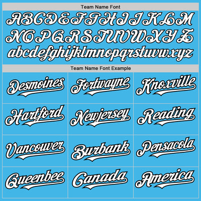 Custom Sky Blue Black Pinstripe White Two-Button Unisex Softball Jersey