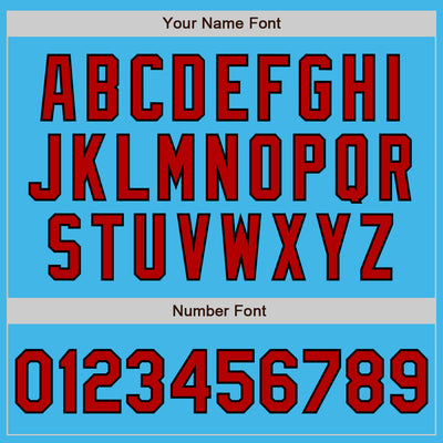 Custom Sky Blue Black Pinstripe Red Two-Button Unisex Softball Jersey