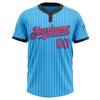 Custom Sky Blue Black Pinstripe Pink Two-Button Unisex Softball Jersey