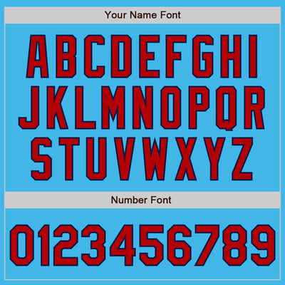 Custom Sky Blue Navy Pinstripe Red Two-Button Unisex Softball Jersey