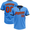 Custom Electric Blue Black Pinstripe Orange Two-Button Unisex Softball Jersey