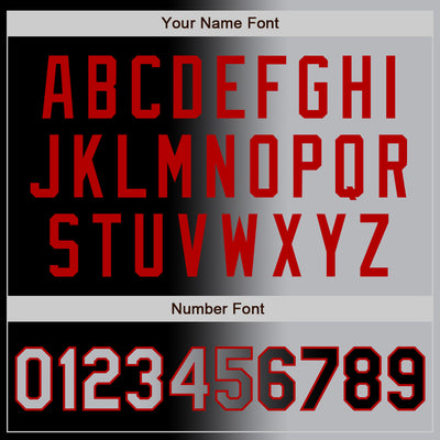 Custom Black Gray-Red Gradient Fashion Two-Button Unisex Softball Jersey