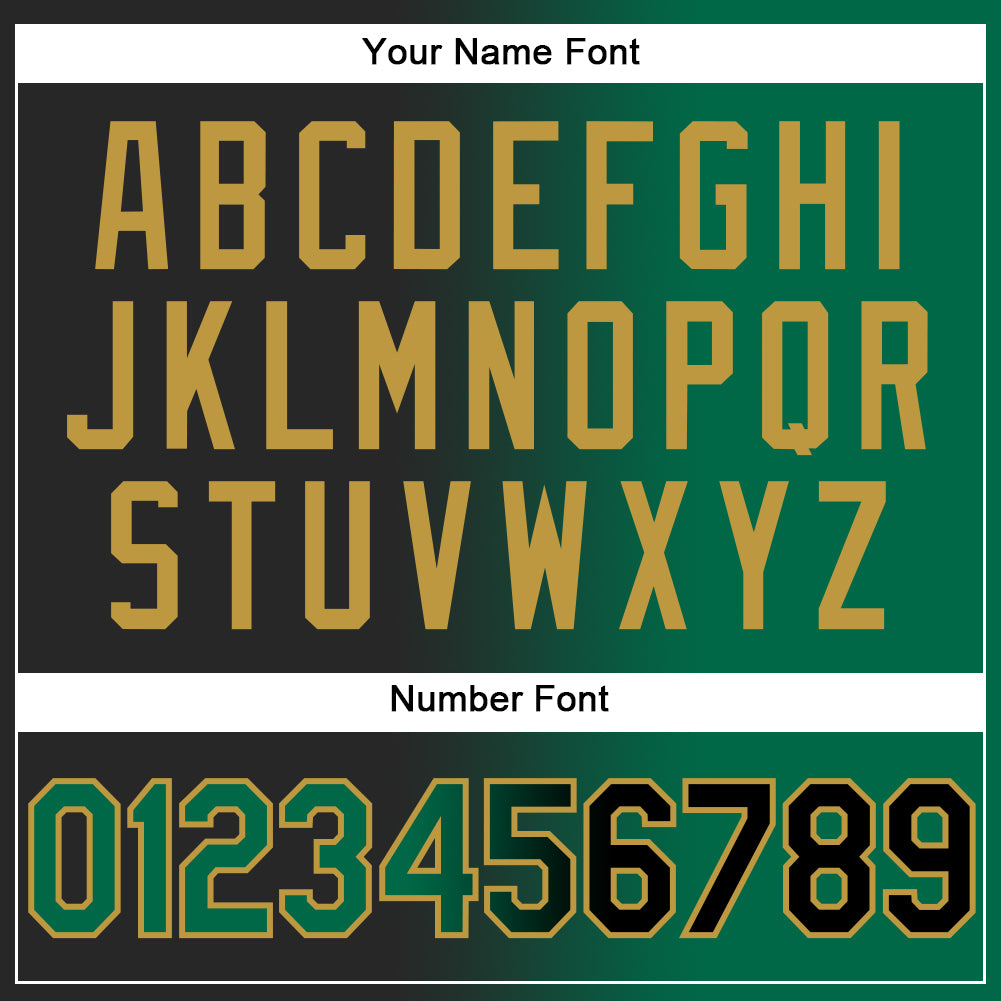 Custom Black Kelly Green-Old Gold Gradient Fashion Two-Button Unisex Softball Jersey