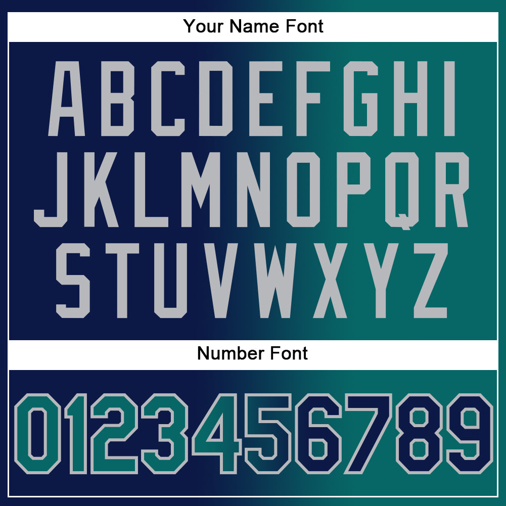 Custom Navy Teal-Gray Gradient Fashion Two-Button Unisex Softball Jersey