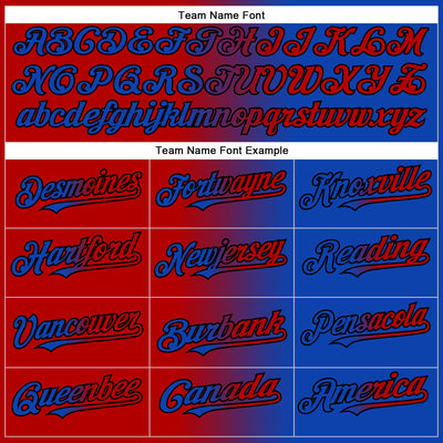 Custom Thunder Blue Red-Black Gradient Fashion Two-Button Unisex Softball Jersey