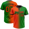 Custom Grass Green Orange-Black Gradient Fashion Two-Button Unisex Softball Jersey