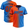 Custom Electric Blue Orange-Navy Gradient Fashion Two-Button Unisex Softball Jersey