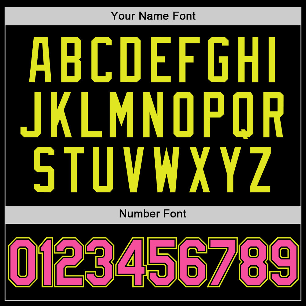 Custom Black Pink-Neon Yellow Two-Button Unisex Softball Jersey