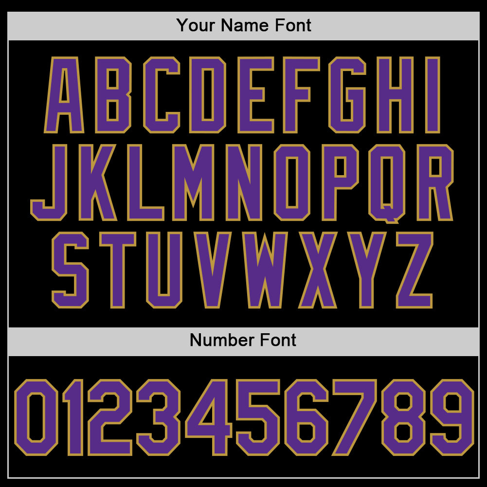 Custom Black Purple-Old Gold Two-Button Unisex Softball Jersey