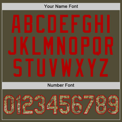 Custom Olive Camo-Red Salute To Service Two-Button Unisex Softball Jersey