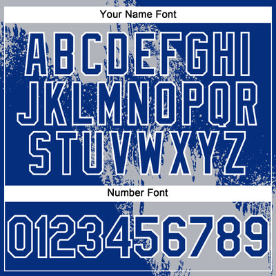 Custom Gray Royal-White 3D Pattern Abstract Brush Stroke Two-Button Unisex Softball Jersey