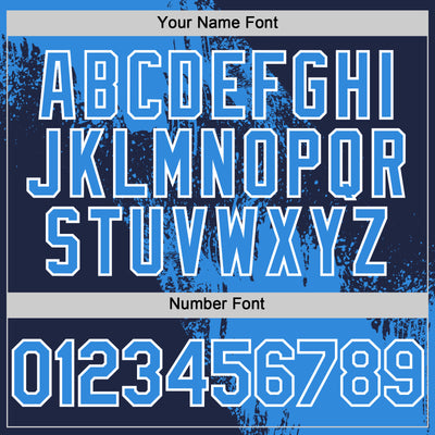 Custom Electric Blue Navy-White 3D Pattern Abstract Brush Stroke Two-Button Unisex Softball Jersey