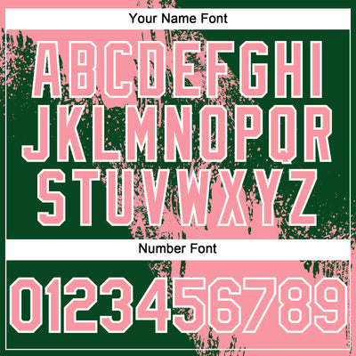 Custom Medium Pink Green-White 3D Pattern Abstract Brush Stroke Two-Button Unisex Softball Jersey