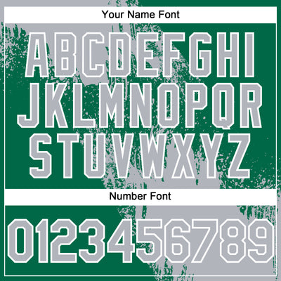 Custom Gray Kelly Green-White 3D Pattern Abstract Brush Stroke Two-Button Unisex Softball Jersey