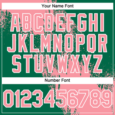 Custom Medium Pink Kelly Green-White 3D Pattern Abstract Brush Stroke Two-Button Unisex Softball Jersey