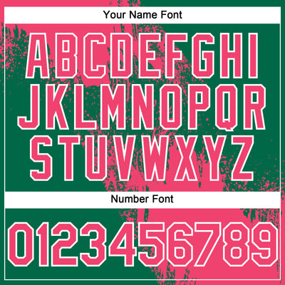 Custom Neon Pink Kelly Green-White 3D Pattern Abstract Brush Stroke Two-Button Unisex Softball Jersey