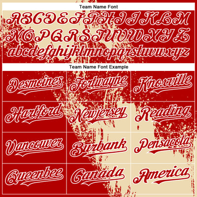 Custom Cream Red-White 3D Pattern Abstract Brush Stroke Two-Button Unisex Softball Jersey