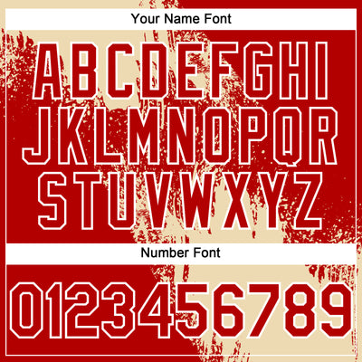 Custom Cream Red-White 3D Pattern Abstract Brush Stroke Two-Button Unisex Softball Jersey