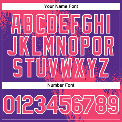 Custom Neon Pink Purple-White 3D Pattern Abstract Brush Stroke Two-Button Unisex Softball Jersey