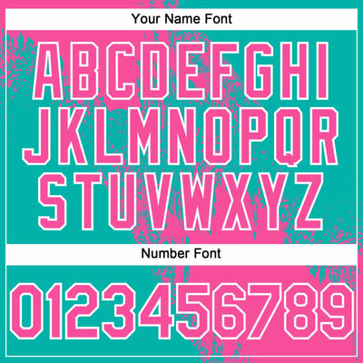 Custom Pink Aqua-White 3D Pattern Abstract Brush Stroke Two-Button Unisex Softball Jersey