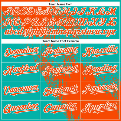 Custom Orange Aqua-White 3D Pattern Abstract Brush Stroke Two-Button Unisex Softball Jersey