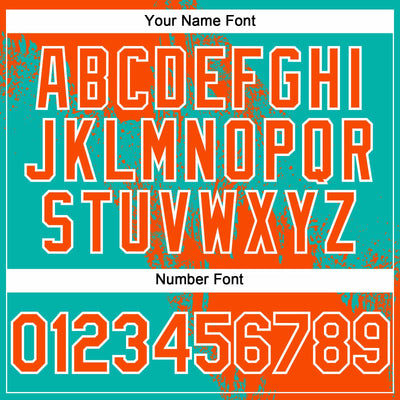 Custom Orange Aqua-White 3D Pattern Abstract Brush Stroke Two-Button Unisex Softball Jersey