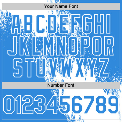 Custom White Electric Blue 3D Pattern Abstract Brush Stroke Two-Button Unisex Softball Jersey