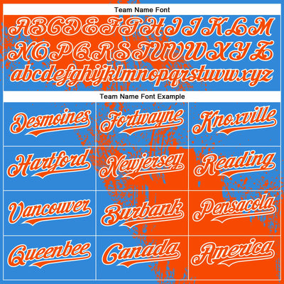 Custom Orange Electric Blue-White 3D Pattern Abstract Brush Stroke Two-Button Unisex Softball Jersey