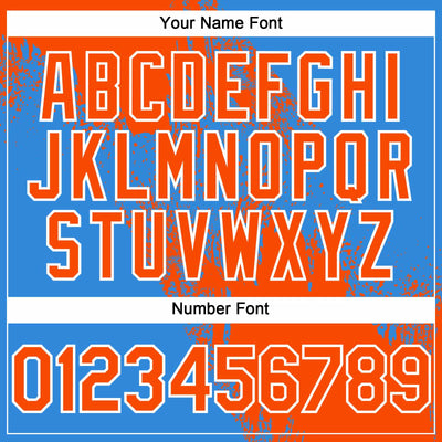 Custom Orange Electric Blue-White 3D Pattern Abstract Brush Stroke Two-Button Unisex Softball Jersey