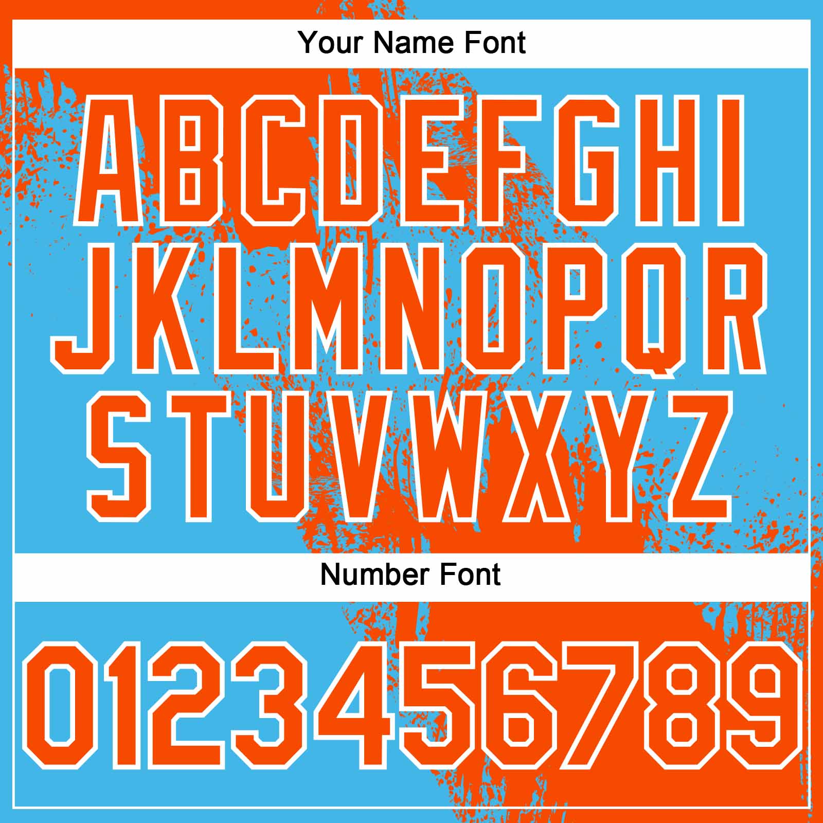 Custom Orange Sky Blue-White 3D Pattern Abstract Brush Stroke Two-Button Unisex Softball Jersey