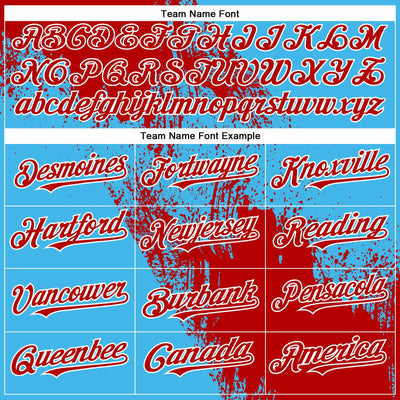 Custom Red Sky Blue-White 3D Pattern Abstract Brush Stroke Two-Button Unisex Softball Jersey
