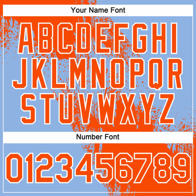 Custom Orange Light Blue-White 3D Pattern Abstract Brush Stroke Two-Button Unisex Softball Jersey