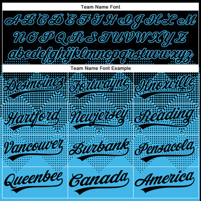 Custom Black Sky Blue 3D Gradient Square Shape Two-Button Unisex Softball Jersey