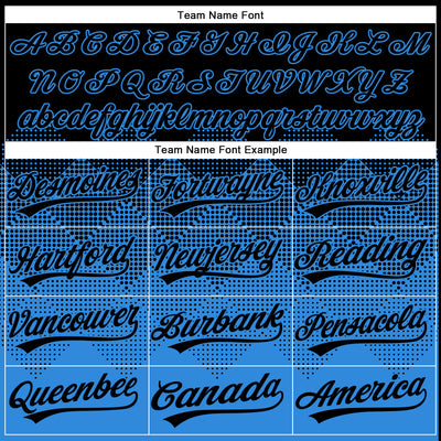 Custom Black Electric Blue 3D Gradient Square Shape Two-Button Unisex Softball Jersey