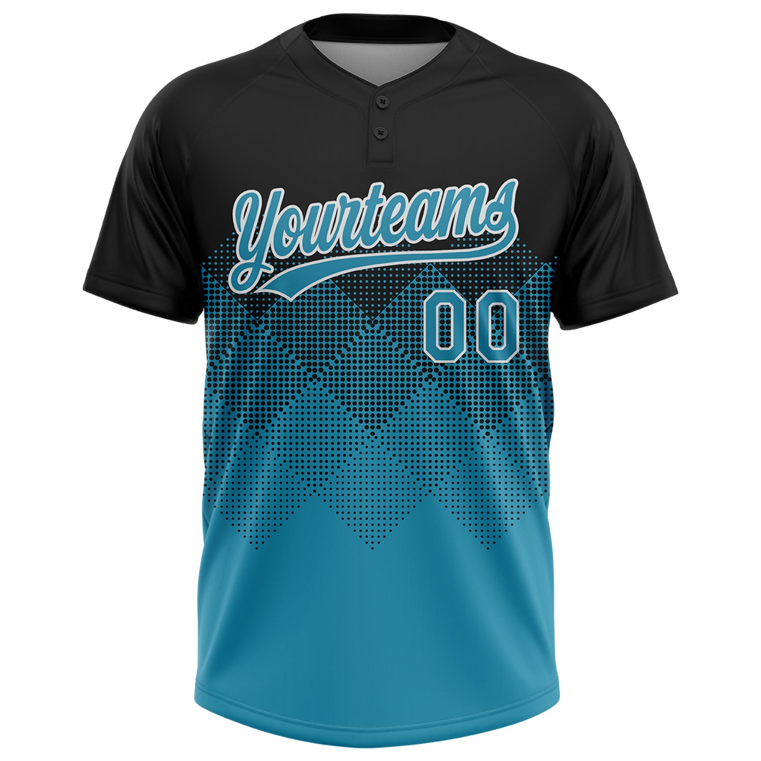 Custom Black Panther Blue-White 3D Gradient Square Shape Two-Button Unisex Softball Jersey
