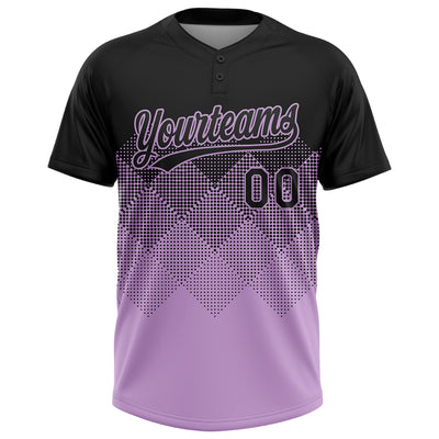 Custom Black Light Purple 3D Gradient Square Shape Two-Button Unisex Softball Jersey