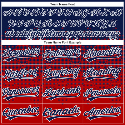Custom Navy Red-White 3D Gradient Square Shape Two-Button Unisex Softball Jersey