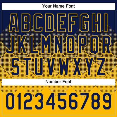 Custom Navy Gold 3D Gradient Square Shape Two-Button Unisex Softball Jersey