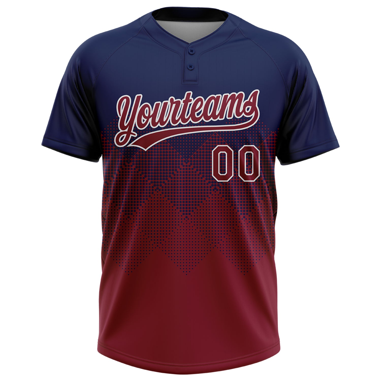 Custom Navy Crimson-White 3D Gradient Square Shape Two-Button Unisex Softball Jersey
