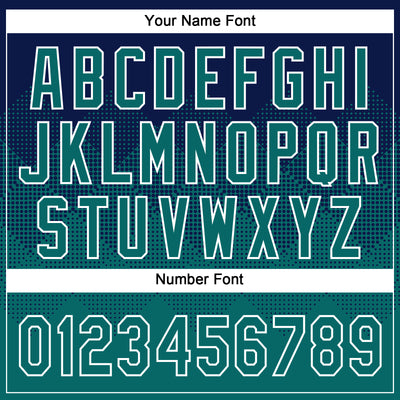 Custom Navy Teal-White 3D Gradient Square Shape Two-Button Unisex Softball Jersey