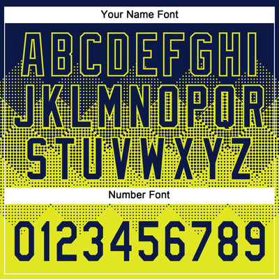 Custom Navy Neon Yellow 3D Gradient Square Shape Two-Button Unisex Softball Jersey