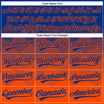 Custom Royal Orange 3D Gradient Square Shape Two-Button Unisex Softball Jersey