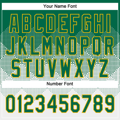 Custom Kelly Green White-Gold 3D Gradient Square Shape Two-Button Unisex Softball Jersey