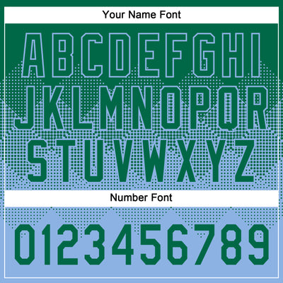 Custom Kelly Green Light Blue 3D Gradient Square Shape Two-Button Unisex Softball Jersey