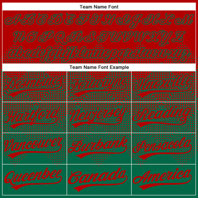 Custom Red Kelly Green 3D Gradient Square Shape Two-Button Unisex Softball Jersey