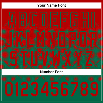 Custom Red Kelly Green 3D Gradient Square Shape Two-Button Unisex Softball Jersey