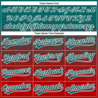 Custom Teal Red-White 3D Gradient Square Shape Two-Button Unisex Softball Jersey
