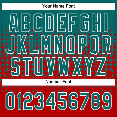 Custom Teal Red-White 3D Gradient Square Shape Two-Button Unisex Softball Jersey