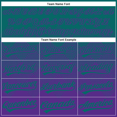 Custom Teal Purple 3D Gradient Square Shape Two-Button Unisex Softball Jersey