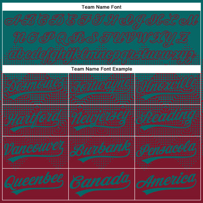 Custom Teal Crimson 3D Gradient Square Shape Two-Button Unisex Softball Jersey